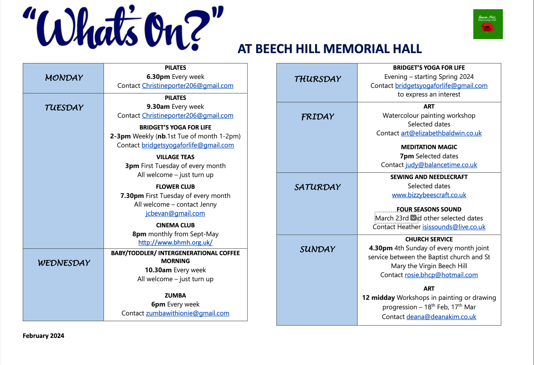 Memorial Hall Whats on.v3