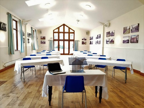 Beech Hill Memorial Hall training style with seating for 30 guests.