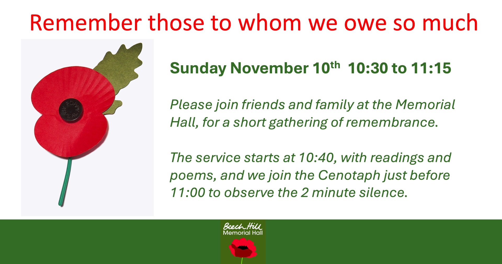 Beech Hill remembrance sunday